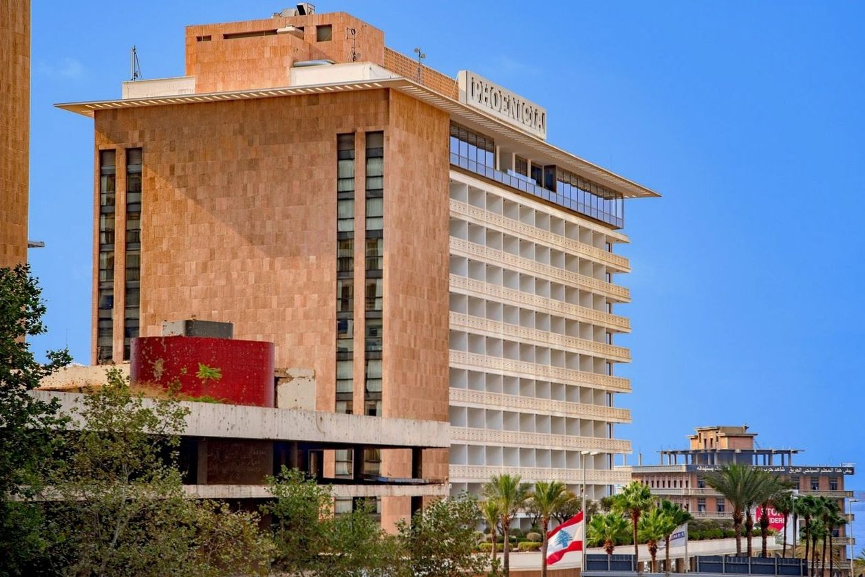 Hotel exterior at night